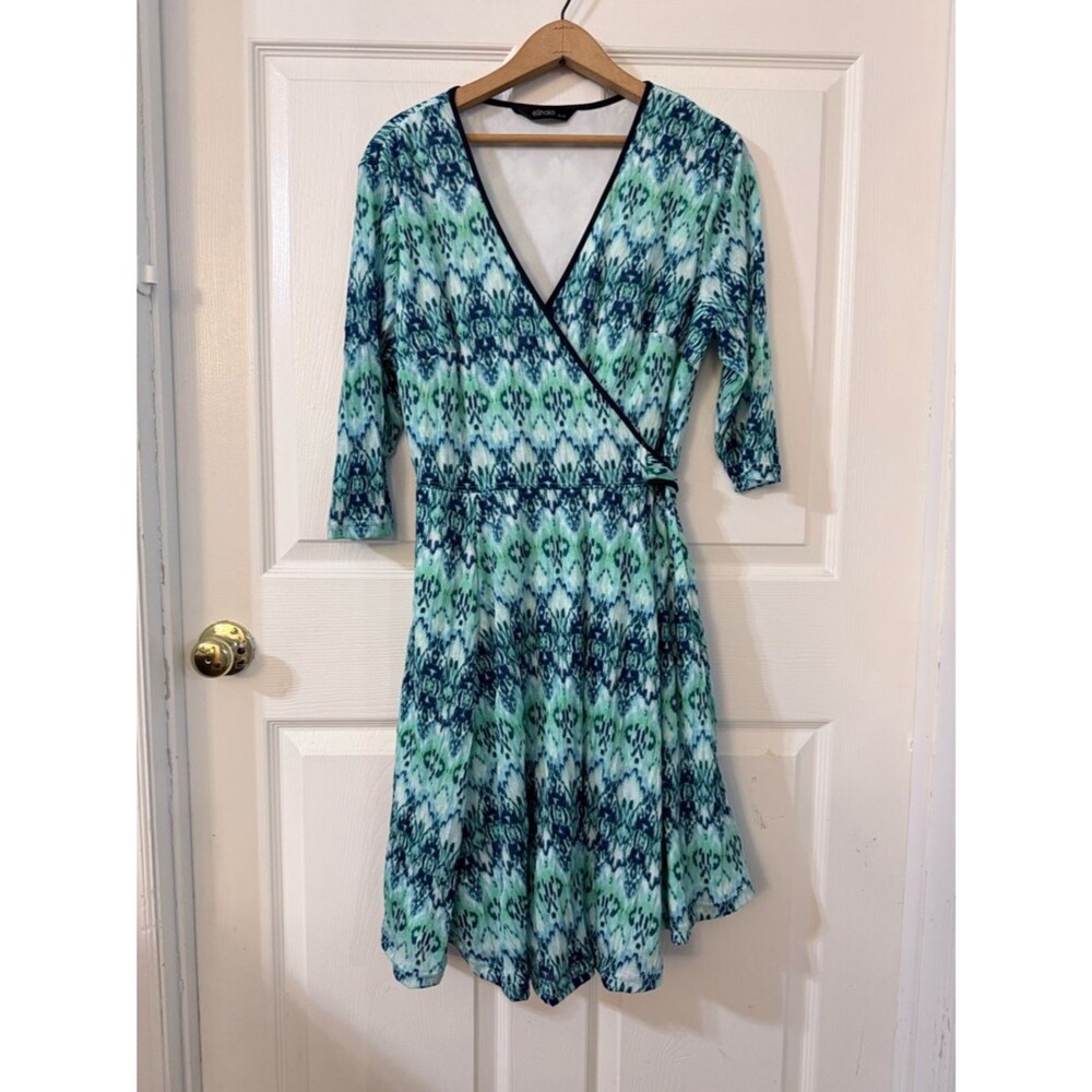eShakti Green & Blue Midi Dress XL